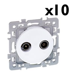 Lot de 10 prises TV TV/FM Blanc