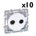 Lot de 10 prises TV TV/FM Blanc