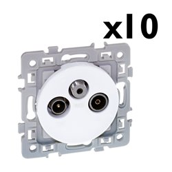 Lot de 10 prises TV TV/FM/SAT Blanc