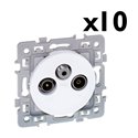 Lot de 10 prises TV TV/FM/SAT Blanc