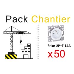 Pack de 50 Prises 16A courant fort 2P+T Blanc