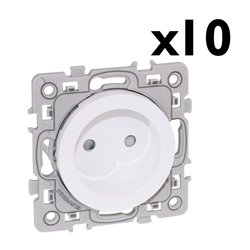 Lot de 10 prises 16A Courant fort 2P + griffes Blanc