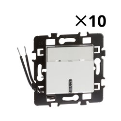 Lot de 10 Commandes Poussoir à fermeture avec porte-étiquette avec voyant bleu Blanc