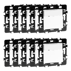 Lot de 10 Commandes Poussoir à fermeture avec porte-étiquette sans voyant Blanc