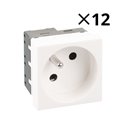 Lot de 12 prises 16A 2P+T 45x45 mm Blanc