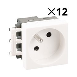 Lot de 12 prises 16A 2P+T de terminaison Blanc
