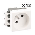 Lot de 12 prises 16A 2P+T de terminaison Blanc