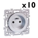 Lot de 10 prises 16A Courant fort 2P+T avec connexion haut/bas Silver