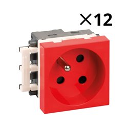 Lot de 12 prises 16A 2P+T Rouge détrompée