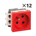 Lot de 12 prises 16A 2P+T Rouge détrompée