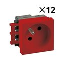Lot de 12 prises 16A 2P+T Rouge
