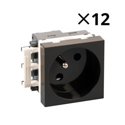 Lot de 12 prises 16A 2P+T Noir