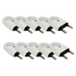Lot de 10 Fiches 6A entrée de câble droite Blanc