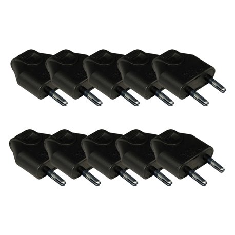 Lot de 10 Fiches 6A entrée de câble droite Noir