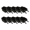 Lot de 10 Fiches 6A entrée de câble droite Noir