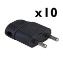Lot de 10 Fiches 6A entrée de câble latérale Noir