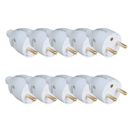 Lot de 10 Fiches 16 A 2P+T portefeuille entrée de câble droite Gris