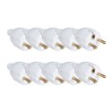 Lot de 10 Fiches 16 A 2P+T Schuko entrée de câble droite Blanc