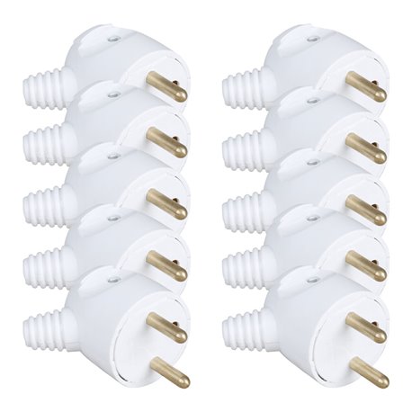 Lot de 10 Fiches 16 A 2P+T portefeuille entrée de câble droite Blanc