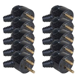 Lot de 10 Fiches 16 A 2P+T portefeuille entrée de câble droite Noir