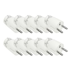 Lot de 10 Fiches 16 A 2P+T à coiffe entrée de câble droite Blanc
