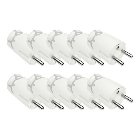 Lot de 10 Fiches 16 A 2P+T à coiffe entrée de câble droite Blanc