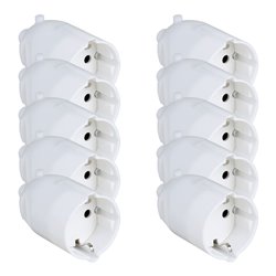 Lot de 10 Prolongateurs 16A 2P+T Schuko entrée de câble droite Blanc