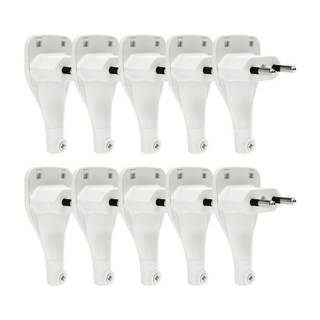 Lot de 10 Fiches 6A extra plate entrée de câble latérale Blanc