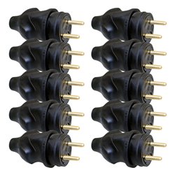 Lot de 10 Fiches 16 A 2P+T caoutchouc Noir