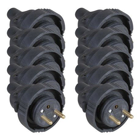 Lot de 10 Fiches 16 A 2P+T caoutchouc à bague de verrouillage Noir Lot de 10 Fiches 16 A 2P+T caoutchouc à bague de verrouillage Noir