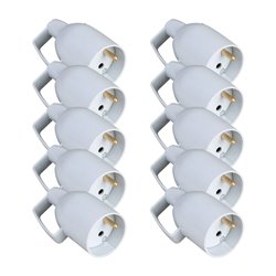 Lot de 10 Prolongateurs 16A 2P+T plastique à coiffe avec anneau Blanc