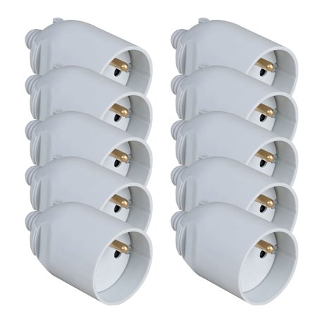 Lot de 10 Prolongateurs 16A 2P+T plastique à coiffe Gris