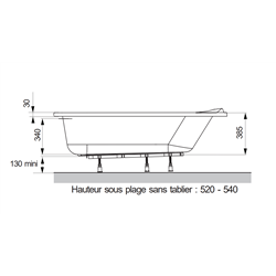 Baignoire rectangulaire 170x70 cm Ancoflash