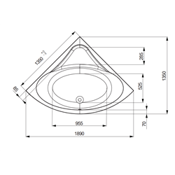 Baignoire d'angle 135x135 cm Ancoswing
