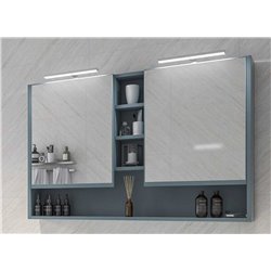 Armoire de toilette Ancodesign 2 portes avec étagères bleu azur mat