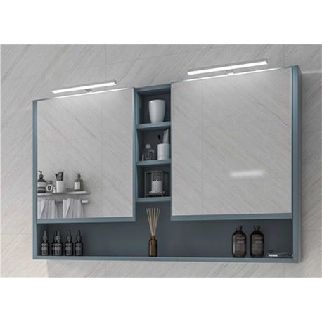 Armoire de toilette Ancodesign 2 portes avec étagères bleu azur mat