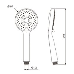 Pommeau de douche 3 jets Chromée