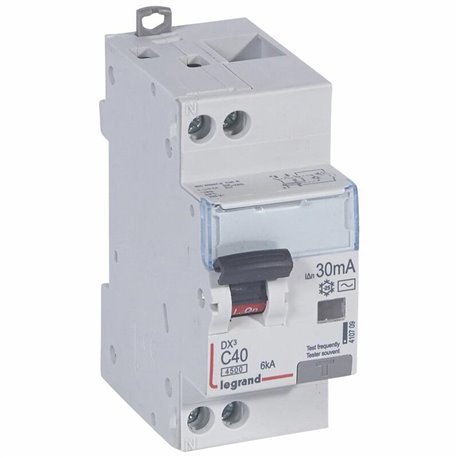 Disjoncteur différentiel DX3 4500 - vis-vis U+N 230V 40A typeAC 30mA courbe C 2M