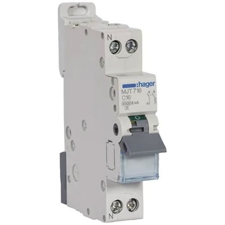 Disjoncteur 1P+N 4.5-6kA courbe C - 10A 1 module MJT710 Disjoncteur 1P+N 4.5-6kA courbe C - 10A 1 module MJT710