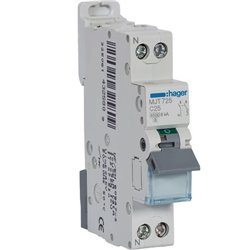 Disjoncteur 1P+N 4.5-6kA courbe C - 25A 1 module MJT725