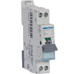 Disjoncteur 1P+N 4.5-6kA courbe C - 40A 1 module MJT740
