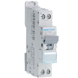 Disjoncteur 1P+N 6-10kA courbe C - 6A 1 module NFT706