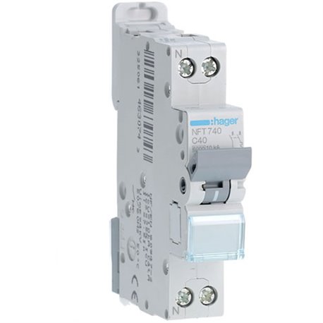Disjoncteur 1P+N 6-10kA courbe C - 40A 1 module NFT740 Disjoncteur 1P+N 6-10kA courbe C - 40A 1 module NFT740