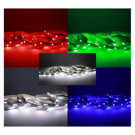 Ruban LED de 5 m 9W/m 285 Lm/m RGB + Blanc jour