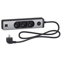 Bloc multiprise Odace Extend ST933U1BA 3 prises 2P+T + 2 prises USB A Anthracite aluminium