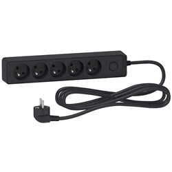 Bloc multiprise Odace Extend ST9353B 5 prises 2P+T Anthracite