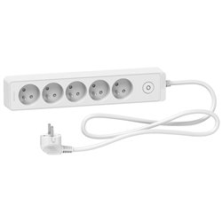 Bloc multiprise Odace Extend ST9351W 5 prises 2P+T Blanc