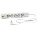 Bloc multiprise Odace Extend ST935U1WC 5 prises 2P+T + 2 prises USB A Blanc bois