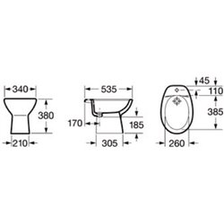 Bidet sur pied Polo blanc, 36x55,6x39 cm, 1 trou percé