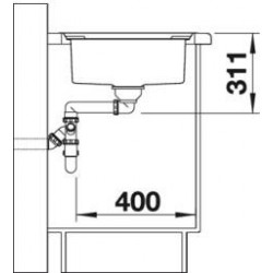 Evier Axis III 45 S-IF Petite cuve égouttoir à gauche Inox 522102